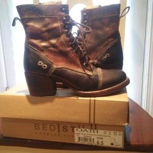 BED STU Oath Lace Up Boots in Black Rustic/Teak Rustic SIZE 6.5